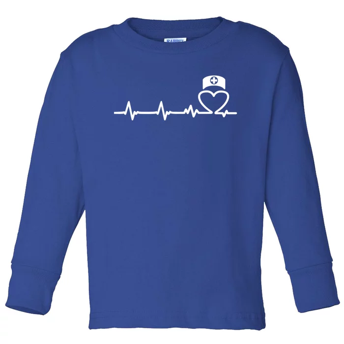 Nurse Lover Nurse Heartbeat Meaningful Gift Toddler Long Sleeve Shirt