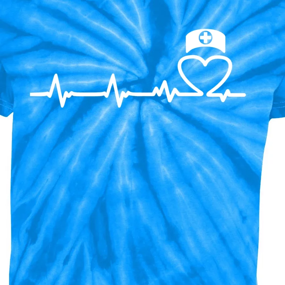 Nurse Lover Nurse Heartbeat Meaningful Gift Kids Tie-Dye T-Shirt