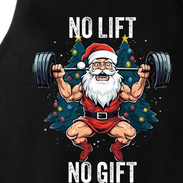 No Lift No Gift Santa Claus Christmas Gym Bodybuilding Ladies Tri-Blend Wicking Tank