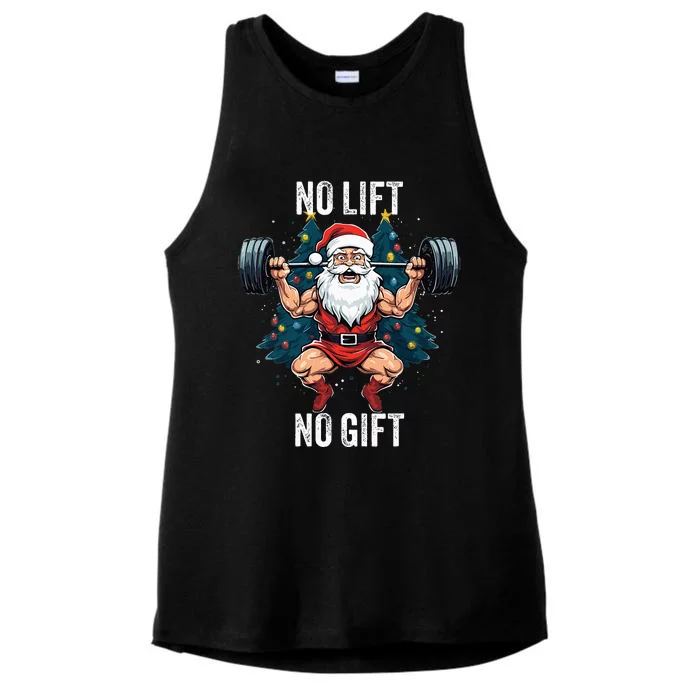 No Lift No Gift Santa Claus Christmas Gym Bodybuilding Ladies Tri-Blend Wicking Tank