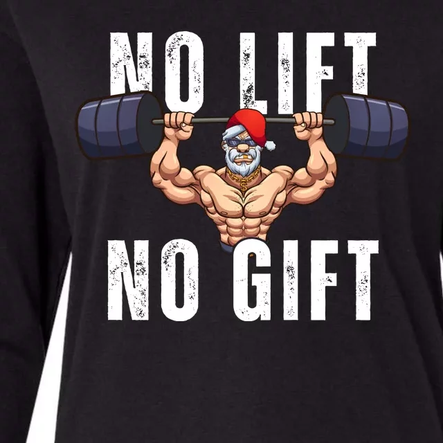 No Lift No Gift Funny Santa Gym Womens Cotton Relaxed Long Sleeve T-Shirt