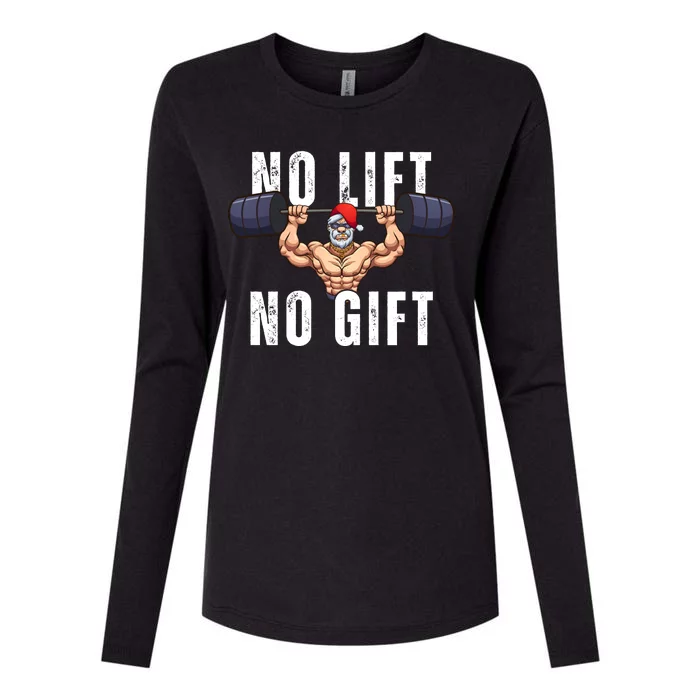 No Lift No Gift Funny Santa Gym Womens Cotton Relaxed Long Sleeve T-Shirt