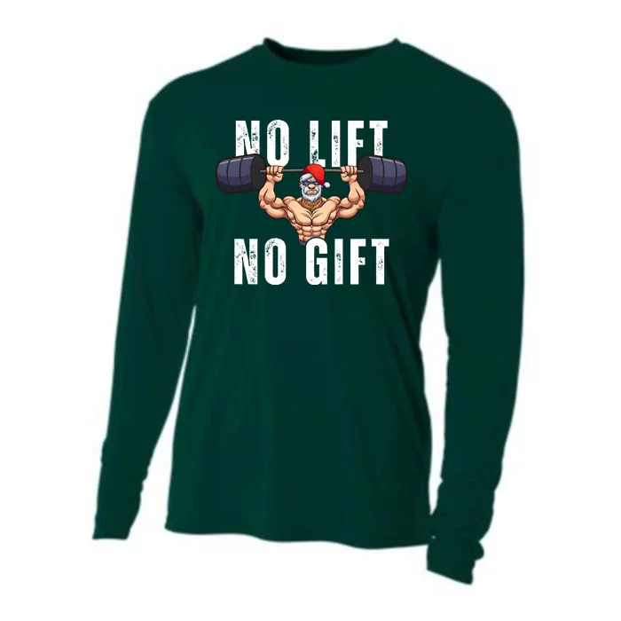 No Lift No Gift Funny Santa Gym Cooling Performance Long Sleeve Crew