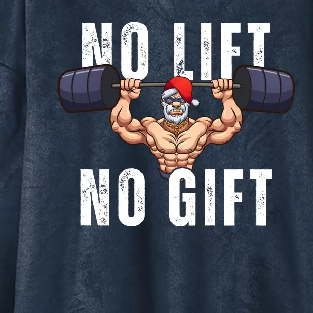 No Lift No Gift Funny Santa Gym Hooded Wearable Blanket