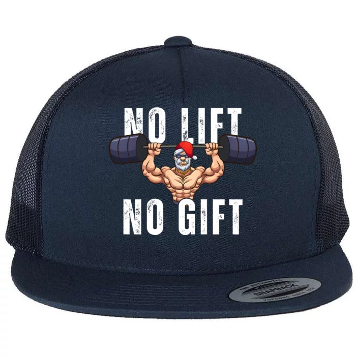 No Lift No Gift Funny Santa Gym Flat Bill Trucker Hat