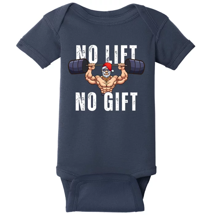 No Lift No Gift Funny Santa Gym Baby Bodysuit