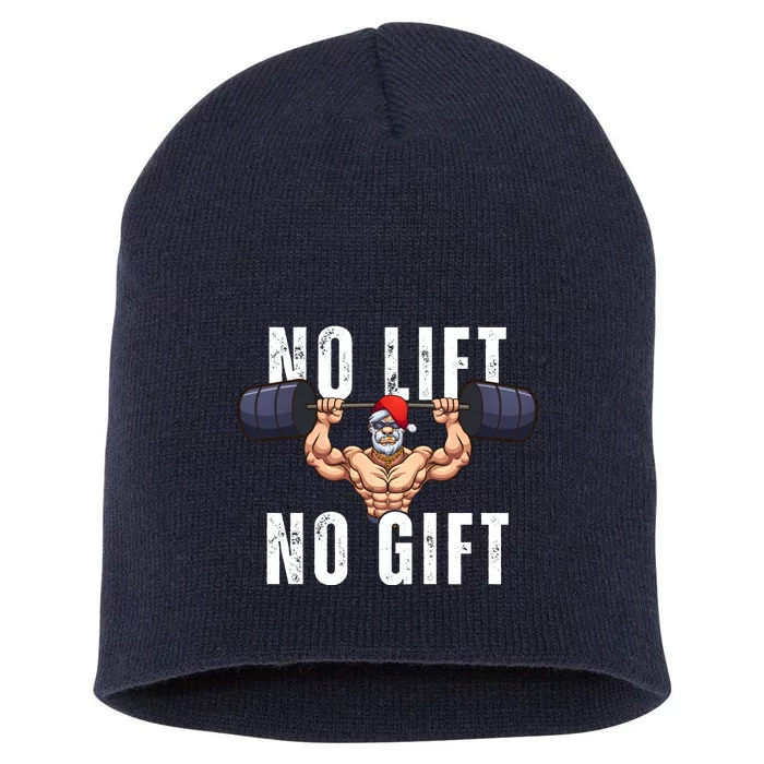 No Lift No Gift Funny Santa Gym Short Acrylic Beanie