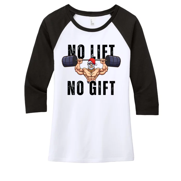 No Lift No Gift Funny Santa Gym Women's Tri-Blend 3/4-Sleeve Raglan Shirt