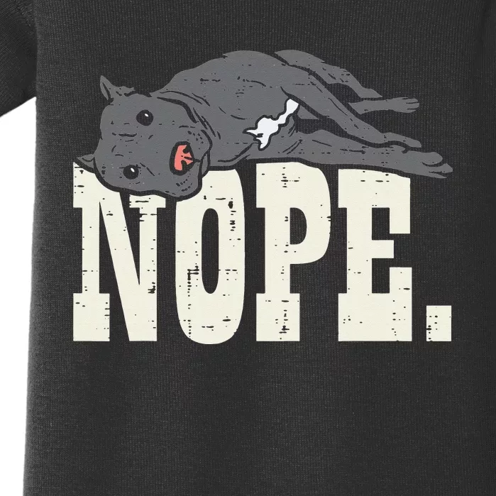 Nope Lazy Pitbull Funny Pitties Pet Dog Lover Owner Gift Baby Bodysuit