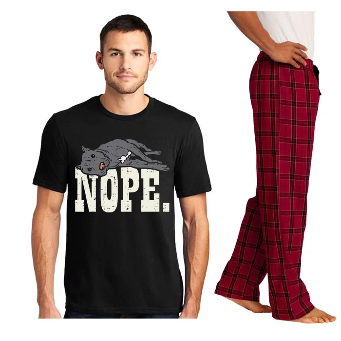 Nope Lazy Pitbull Funny Pitties Pet Dog Lover Owner Gift Pajama Set