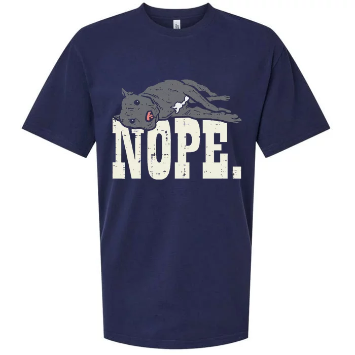 Nope Lazy Pitbull Funny Pitties Pet Dog Lover Owner Gift Sueded Cloud Jersey T-Shirt