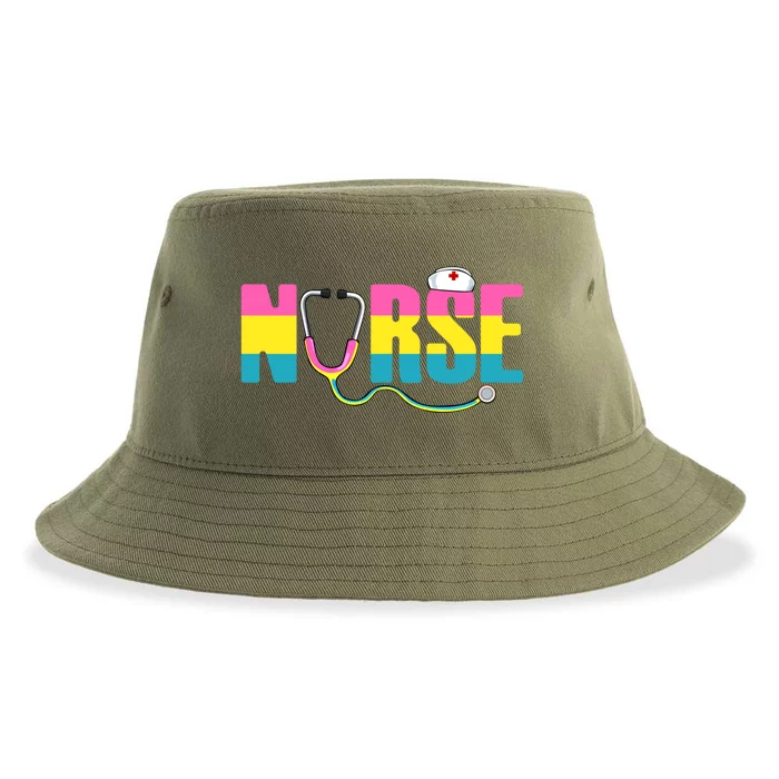 Nurse Lgbtq Pansexual Pride Flag Rn Lpn Nursing Students Meaningful Gift Sustainable Bucket Hat