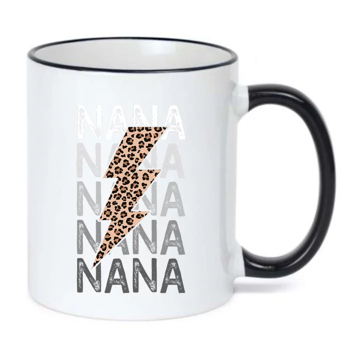 Nana Leopard Print New Grandma Bolt Black Color Changing Mug