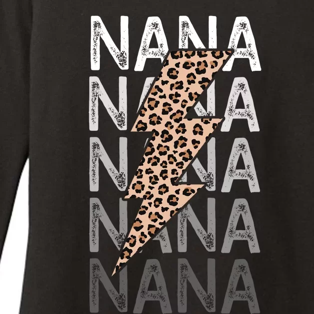 Nana Leopard Print New Grandma Bolt Womens CVC Long Sleeve Shirt