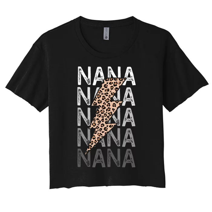 Nana Leopard Print New Grandma Bolt Women's Crop Top Tee