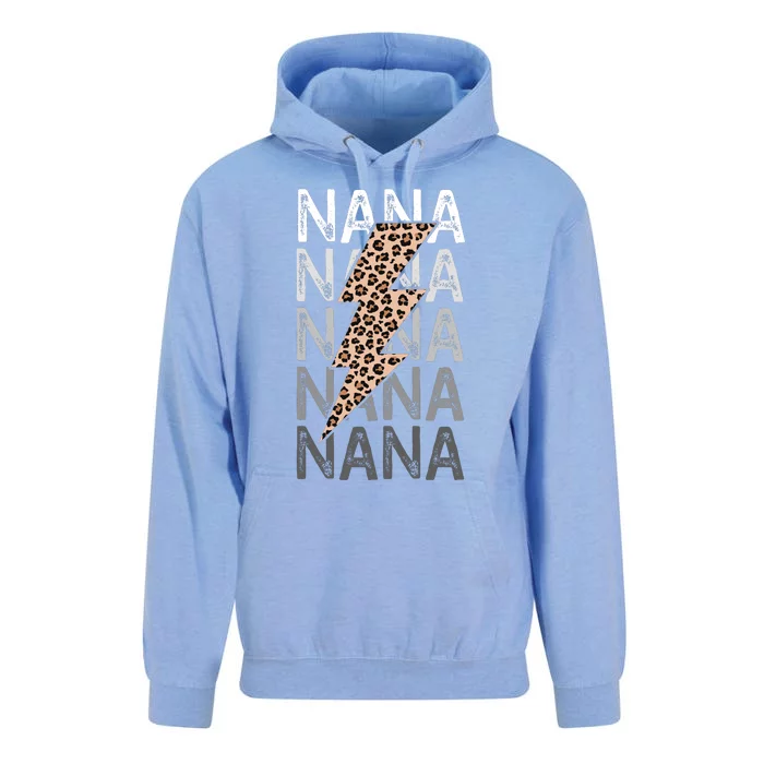 Nana Leopard Print New Grandma Bolt Unisex Surf Hoodie