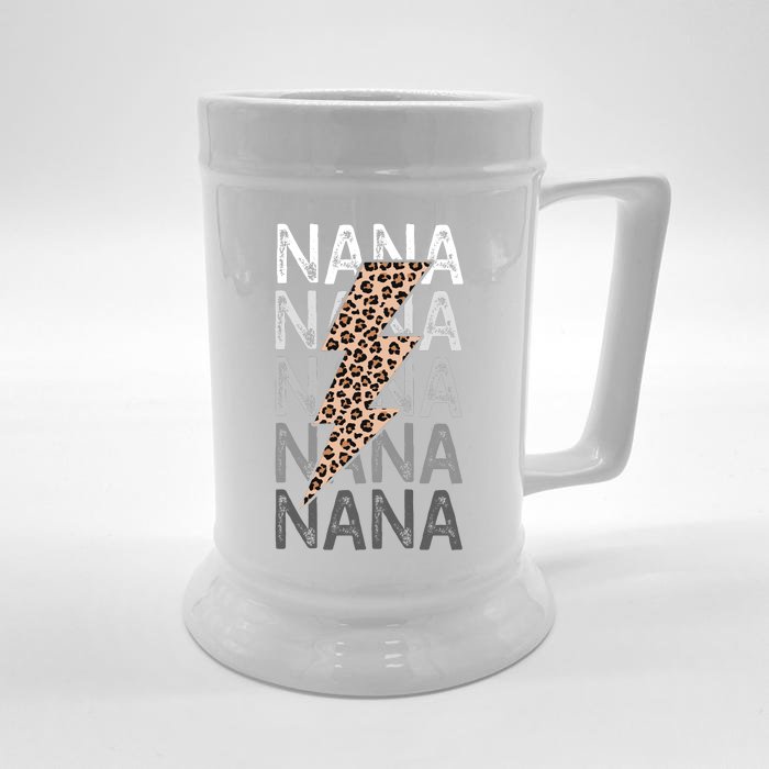 Nana Leopard Print New Grandma Bolt Front & Back Beer Stein