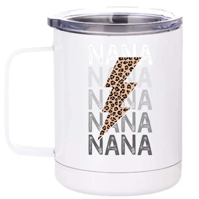 Nana Leopard Print New Grandma Bolt Front & Back 12oz Stainless Steel Tumbler Cup