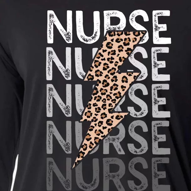 Nurse Leopard Print Nursing Student Grad Cooling Performance Long Sleeve Crew