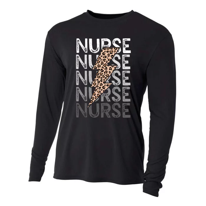 Nurse Leopard Print Nursing Student Grad Cooling Performance Long Sleeve Crew