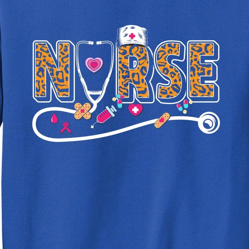 Nurse Leopard Print Stethoscope Love Rn Great Gift Tall Sweatshirt