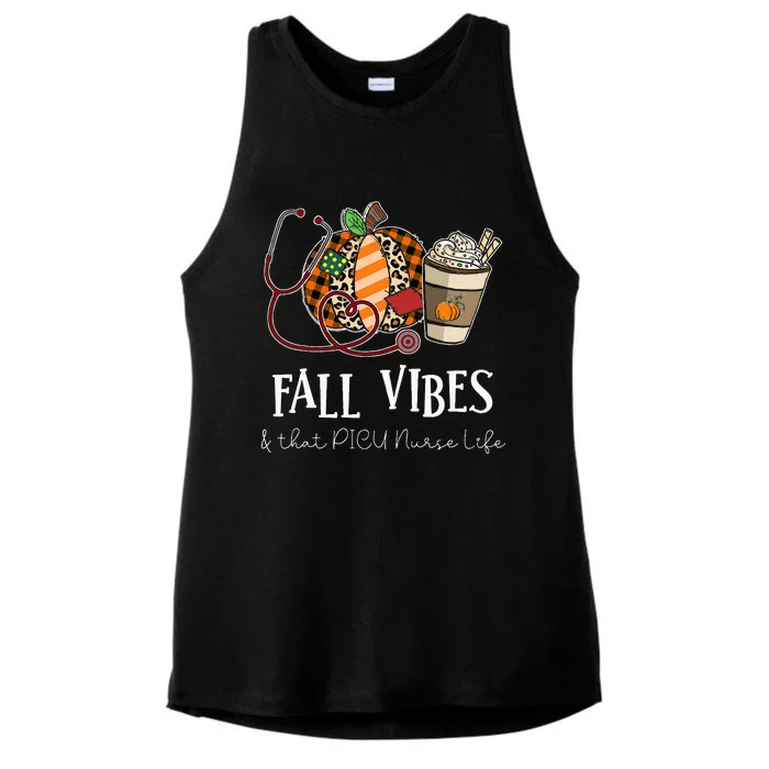 Nurse Leopard Pumpkin Fall Vibes And That PICU Nurse Life Ladies Tri-Blend Wicking Tank