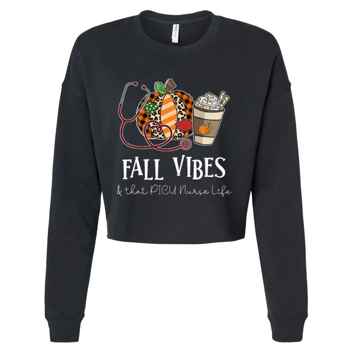 Nurse Leopard Pumpkin Fall Vibes And That PICU Nurse Life Cropped Pullover Crew