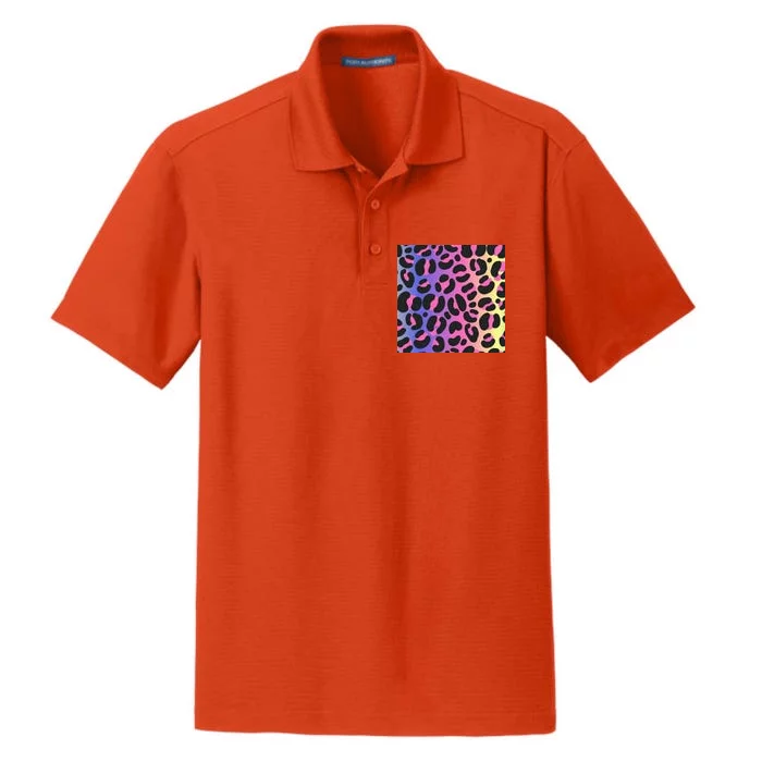 Neon Leopard Pattern Dry Zone Grid Performance Polo