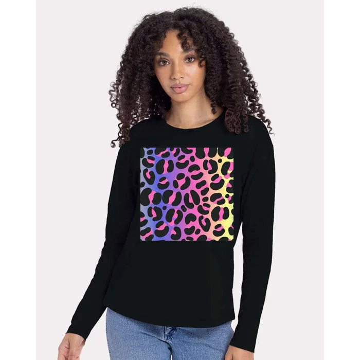 Neon Leopard Pattern Womens Cotton Relaxed Long Sleeve T-Shirt