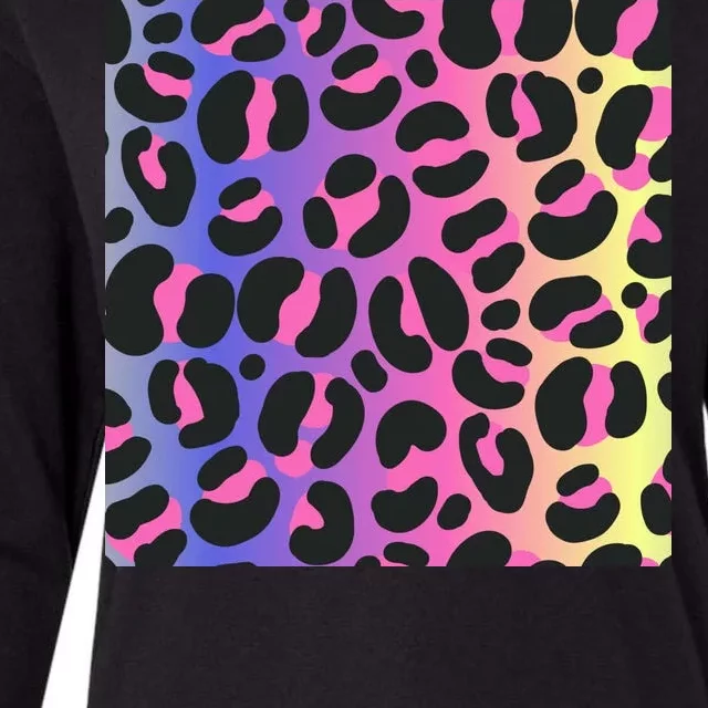 Neon Leopard Pattern Womens Cotton Relaxed Long Sleeve T-Shirt