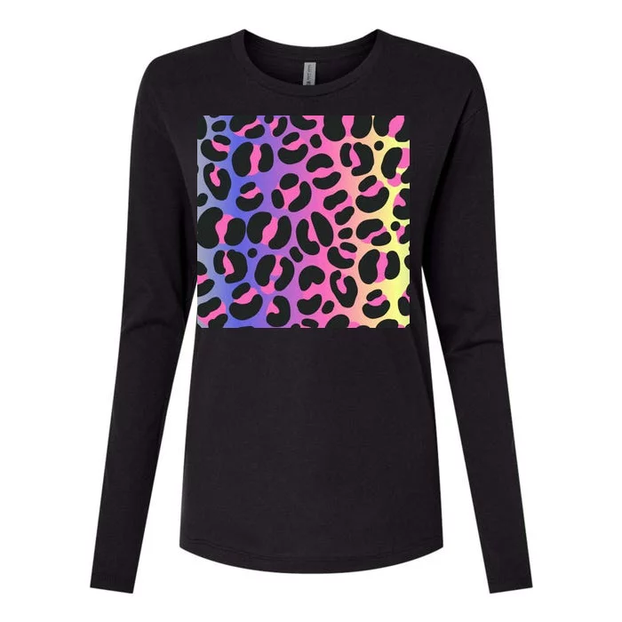 Neon Leopard Pattern Womens Cotton Relaxed Long Sleeve T-Shirt