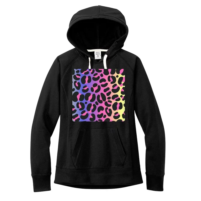 Neon Leopard Pattern Women's Fleece Hoodie