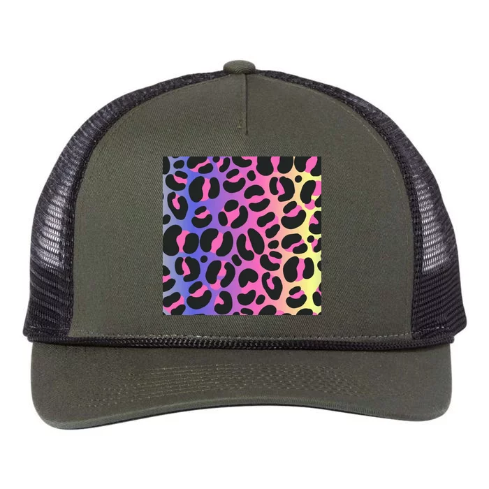 Neon Leopard Pattern Retro Rope Trucker Hat Cap