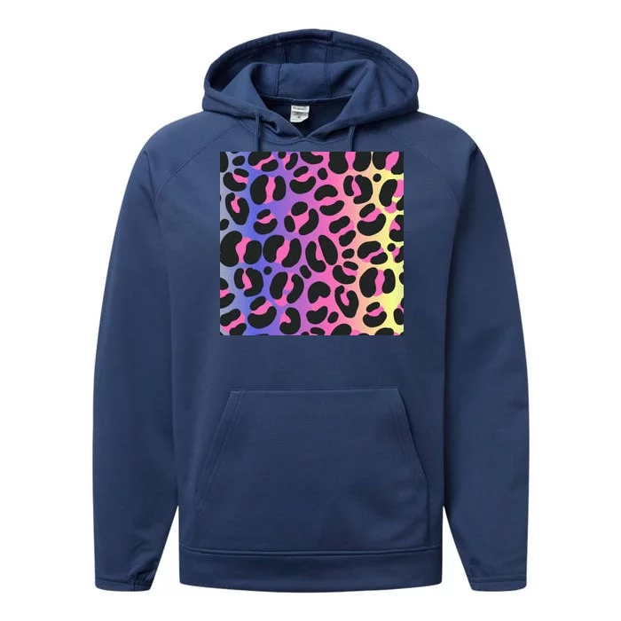 Neon Leopard Pattern Performance Fleece Hoodie