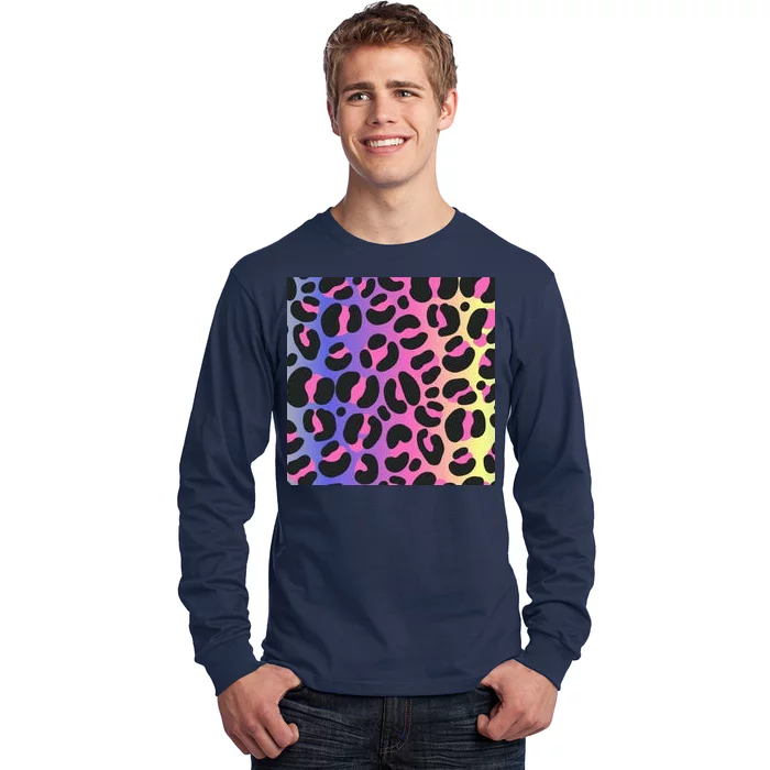 Neon Leopard Pattern Long Sleeve Shirt