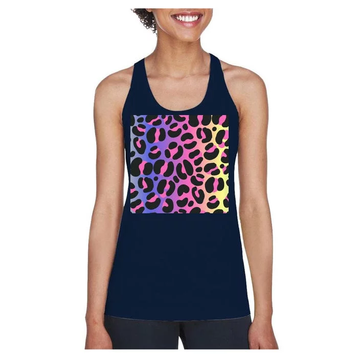 Neon Leopard Pattern Women's Racerback Tank