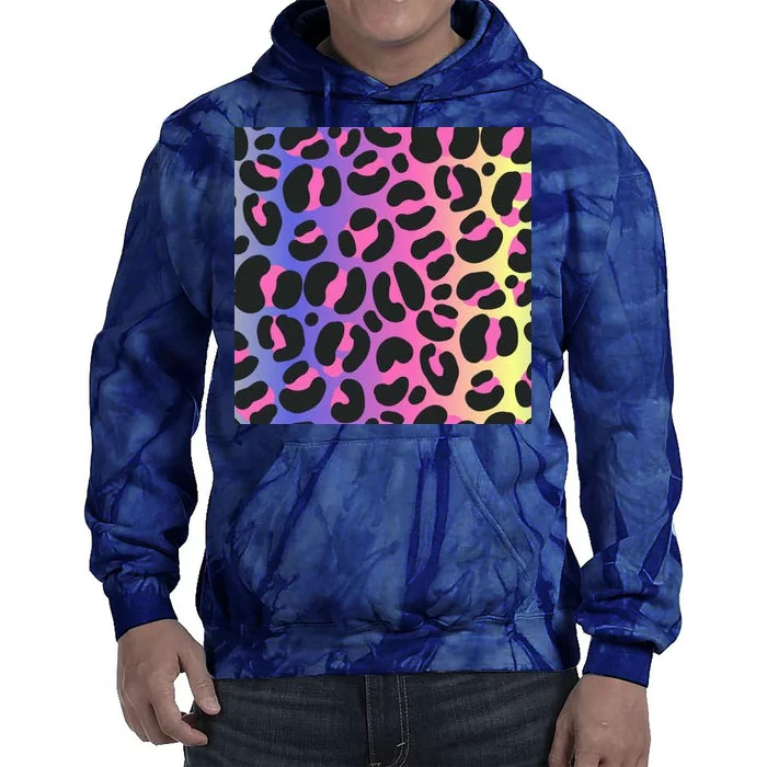 Neon Leopard Pattern Tie Dye Hoodie