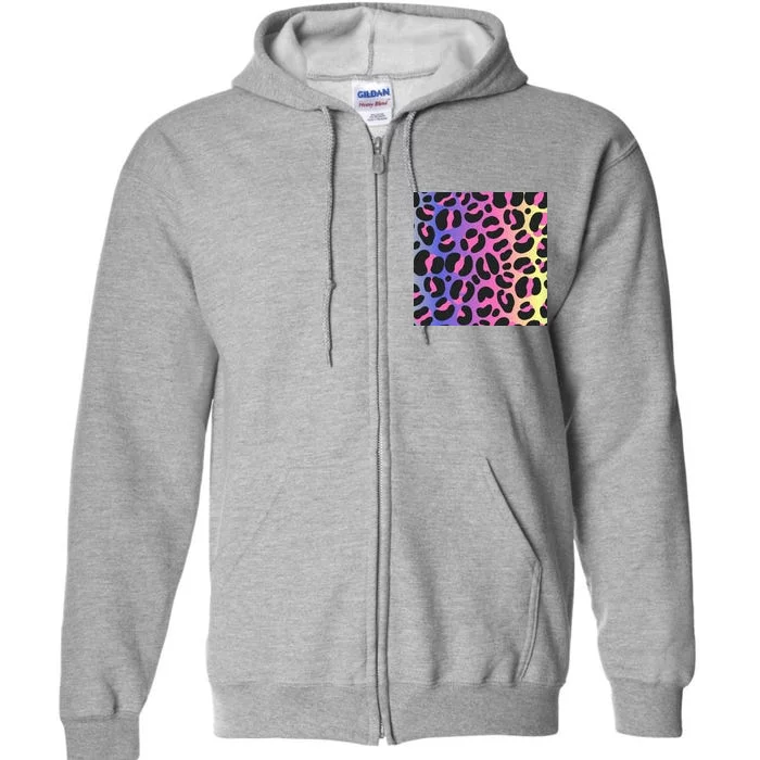 Neon Leopard Pattern Full Zip Hoodie