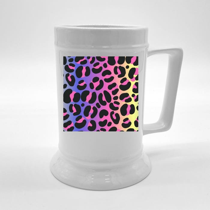 Neon Leopard Pattern Front & Back Beer Stein