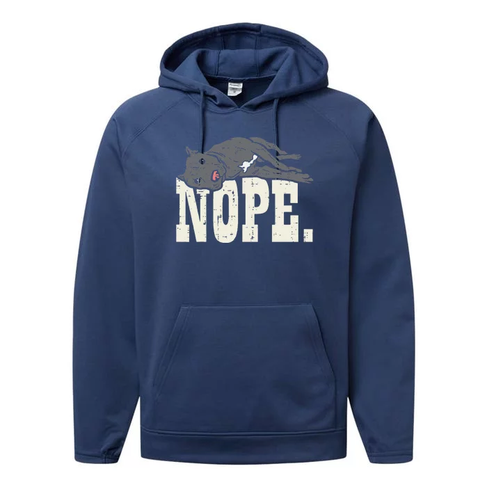 Nope Lazy Pitbull Funny Pitties Pet Dog Lover Owner Gift Performance Fleece Hoodie