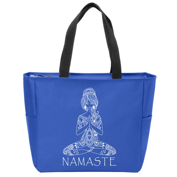 Namaste Lotus Position Yoga (Black) Gift Zip Tote Bag