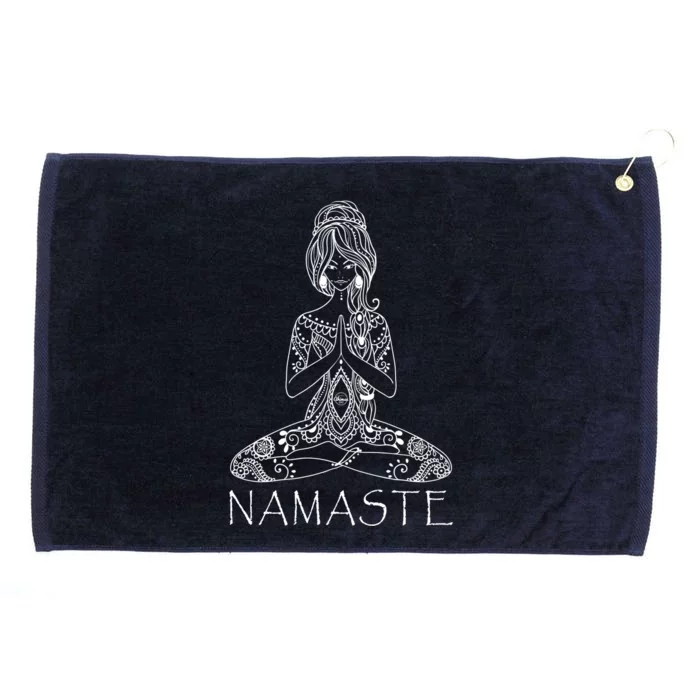 Namaste Lotus Position Yoga (Black) Gift Grommeted Golf Towel