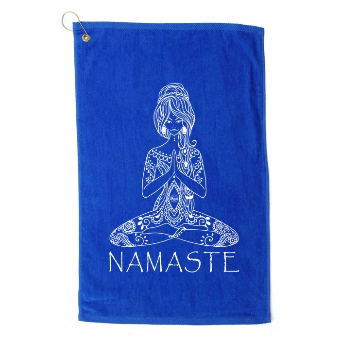 Namaste Lotus Position Yoga (Black) Gift Platinum Collection Golf Towel