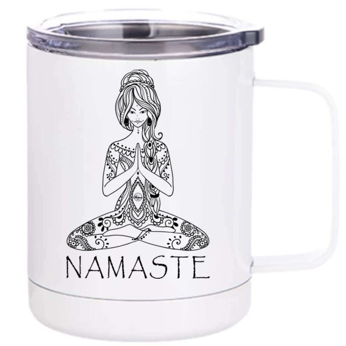 Namaste Lotus Position Yoga (Black) Gift Front & Back 12oz Stainless Steel Tumbler Cup