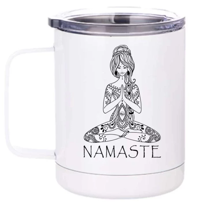 Namaste Lotus Position Yoga (Black) Gift Front & Back 12oz Stainless Steel Tumbler Cup