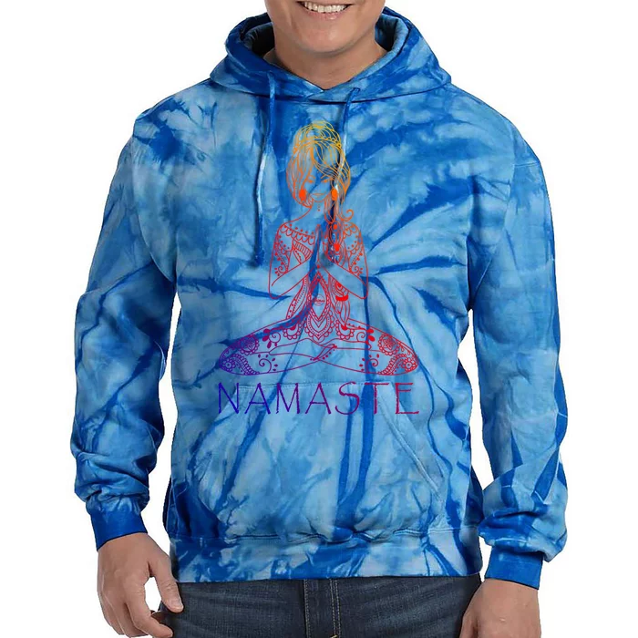 Namaste Lotus Position Yoga (Black) Meaningful Gift Tie Dye Hoodie