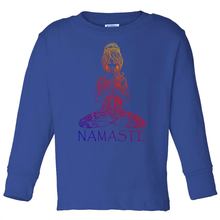 Namaste Lotus Position Yoga (Black) Meaningful Gift Toddler Long Sleeve Shirt