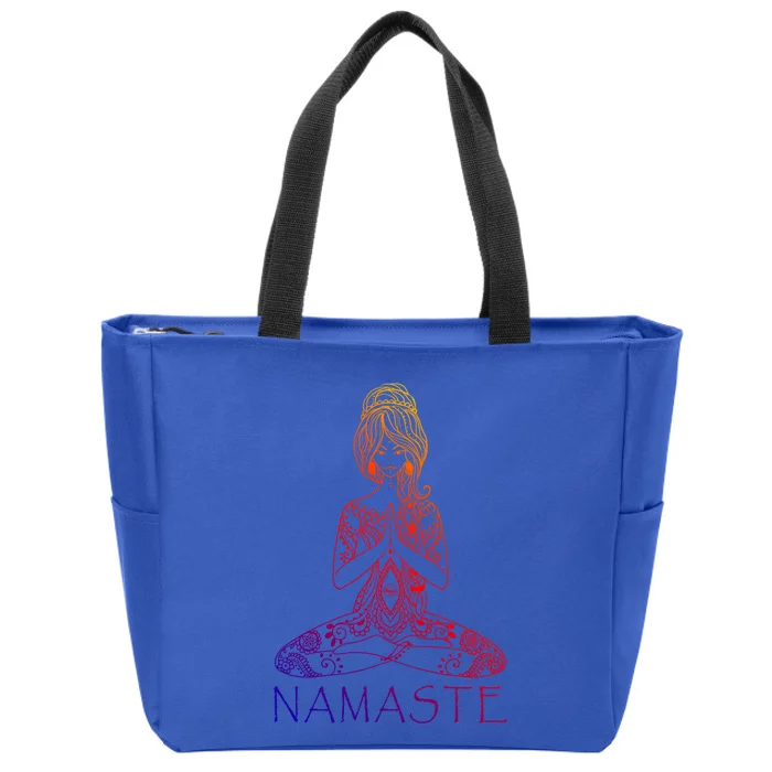 Namaste Lotus Position Yoga (Black) Meaningful Gift Zip Tote Bag