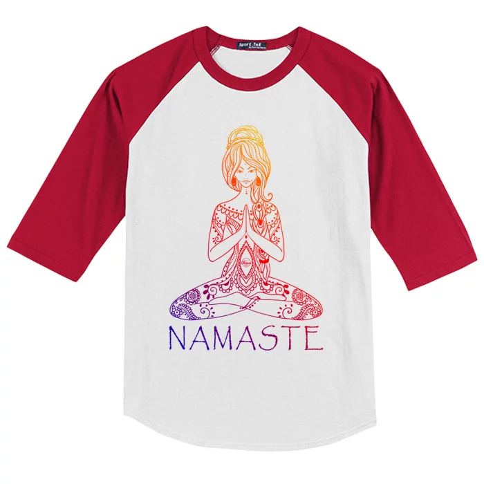 Namaste Lotus Position Yoga (Black) Meaningful Gift Kids Colorblock Raglan Jersey