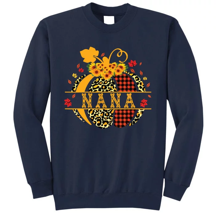 Nana Leopard Print Pumpkin For Grandma Nana Women Fall Tall Sweatshirt